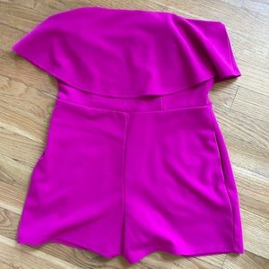 Sexy off the shoulder hot pink romper